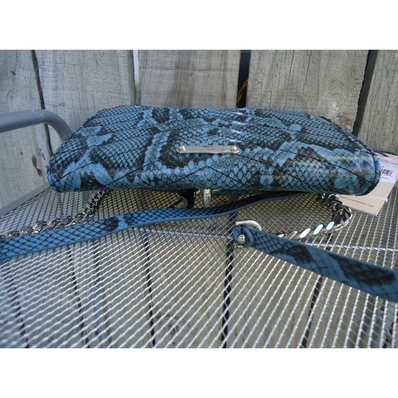 Rebecca Minkoff  Snake Python Blue Leather EDIE WALLET On Chain Crossbod… - Picture 11 of 11